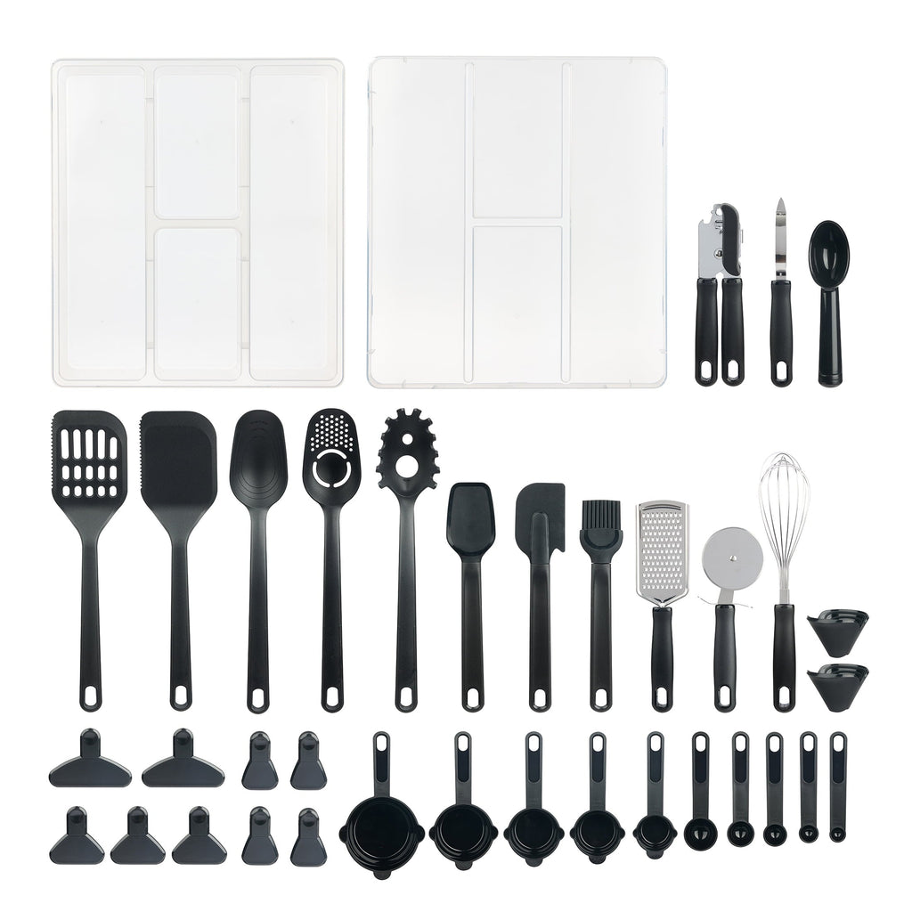Heavy Duty 36 Piece Kitchen Gadget Set with Kitchen Cooking Utensils, and Drawer Organizer, Black - Professional Kitchen Tool for Culinary Enthusiasts - Default Title