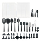 Non-Stick Safe 36 Piece Kitchen Gadget Set with Kitchen Cooking Utensils, and Drawer Organizer, Black - Ergonomic Kitchen Tongs and Cooking Spoon Utensil - Default Title