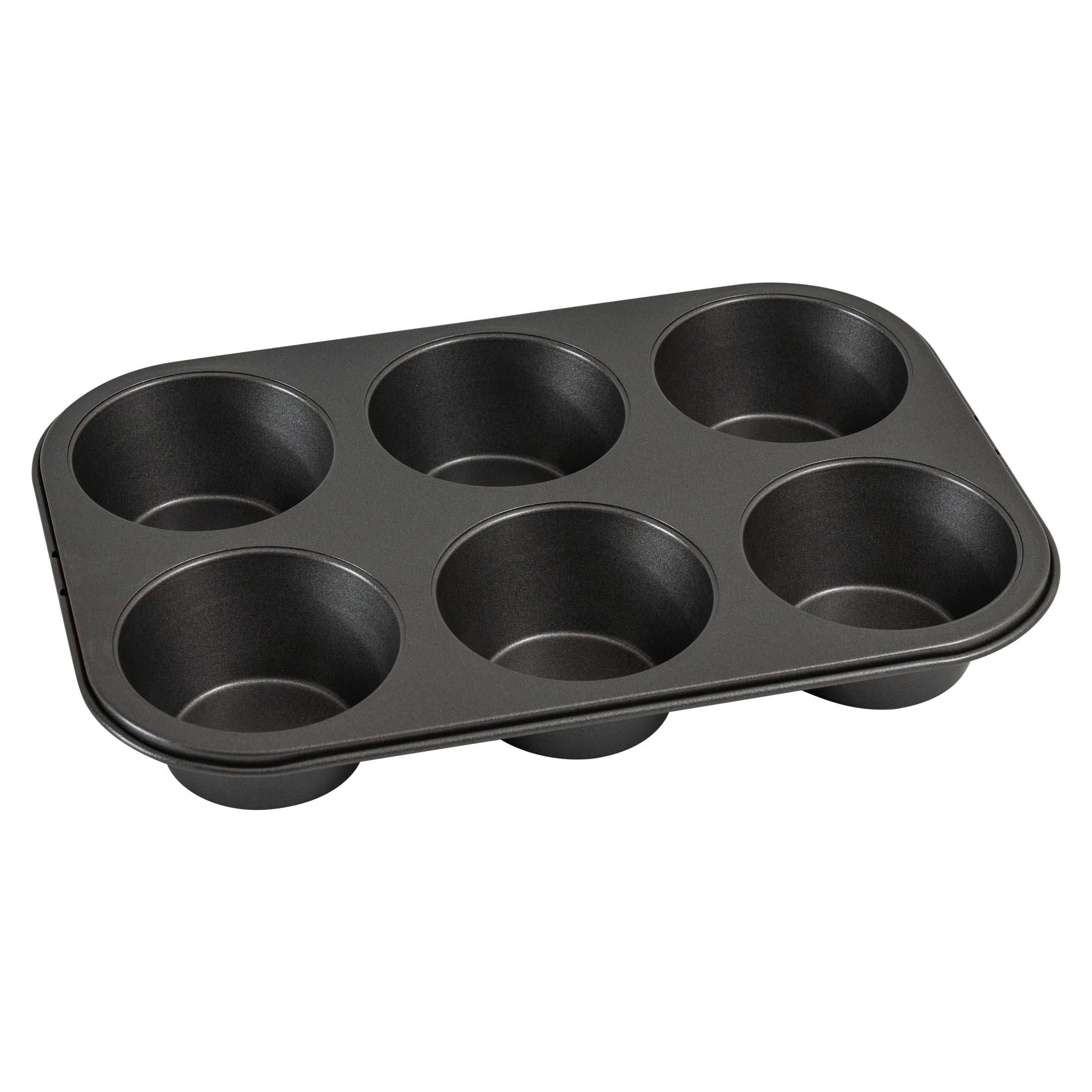 Multi-Functional 6 Cup Jumbo Muffin Pan, Non-Stick Bakeware,3.4 inch Diameter Cups,Gray,Carbon Steel - Premium Stainless Steel Garlic Presser & Peeler - Default Title