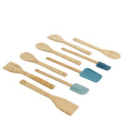 Ergonomic Cooking 9-Piece Bamboo Gadgets Kitchen and Cooking Utensil Sets, Blue - Ergonomic Kitchen Tongs and Cooking Spoon Utensil - Default Title