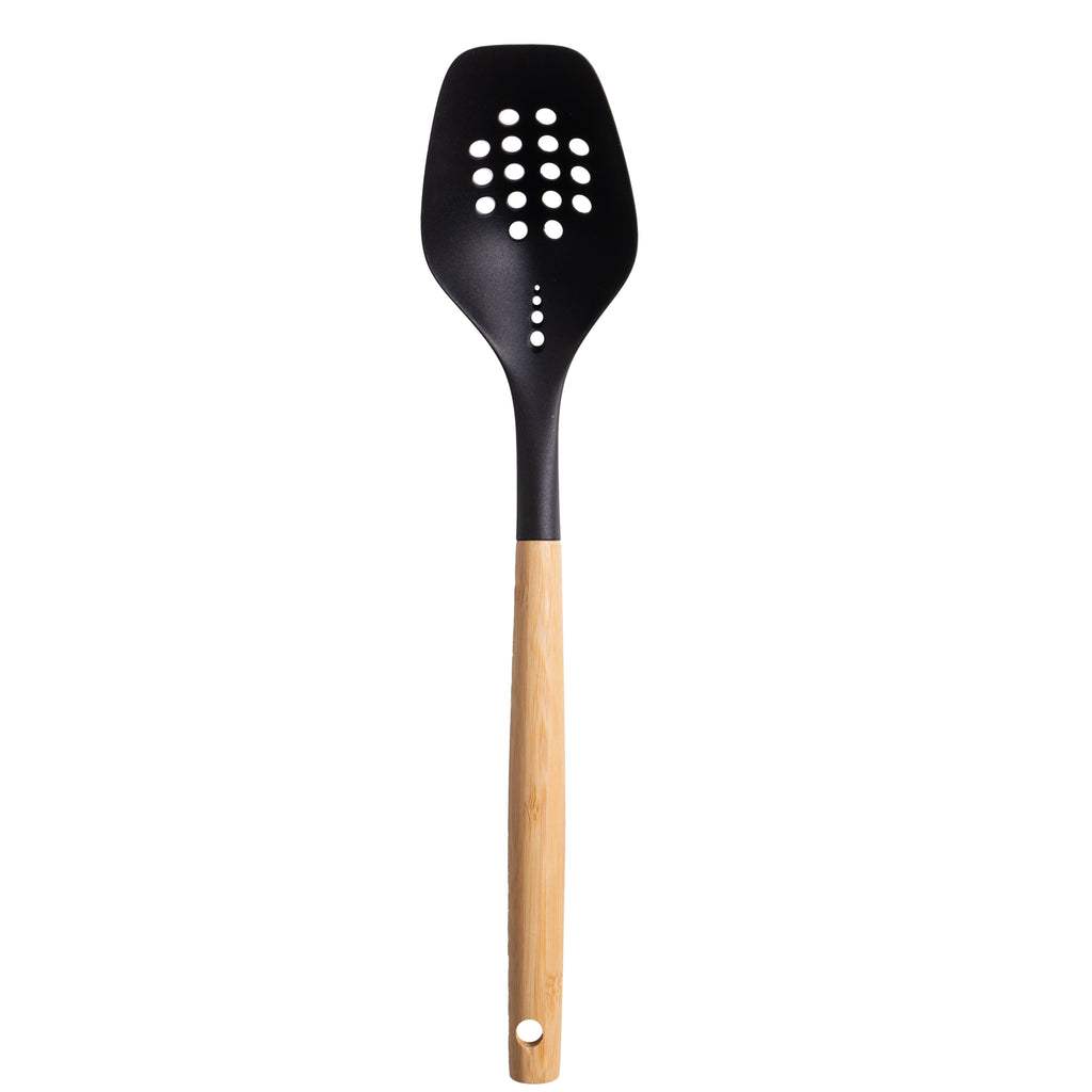 Heavy Duty Cooking Spoon with Bamboo Handle, 12.6"2.7", & Bamboo, Black - High-Precision Culinary Tool for Baking & Cooking - Default Title
