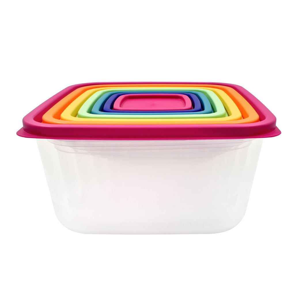 Whimsical Doughnut Plastic Rainbow Food Storage Set, Multi Color, 14 Count, Best Used for Leftover Storage and Reheating - Deliciously Soft Cupcake Sensory Glob - Default Title