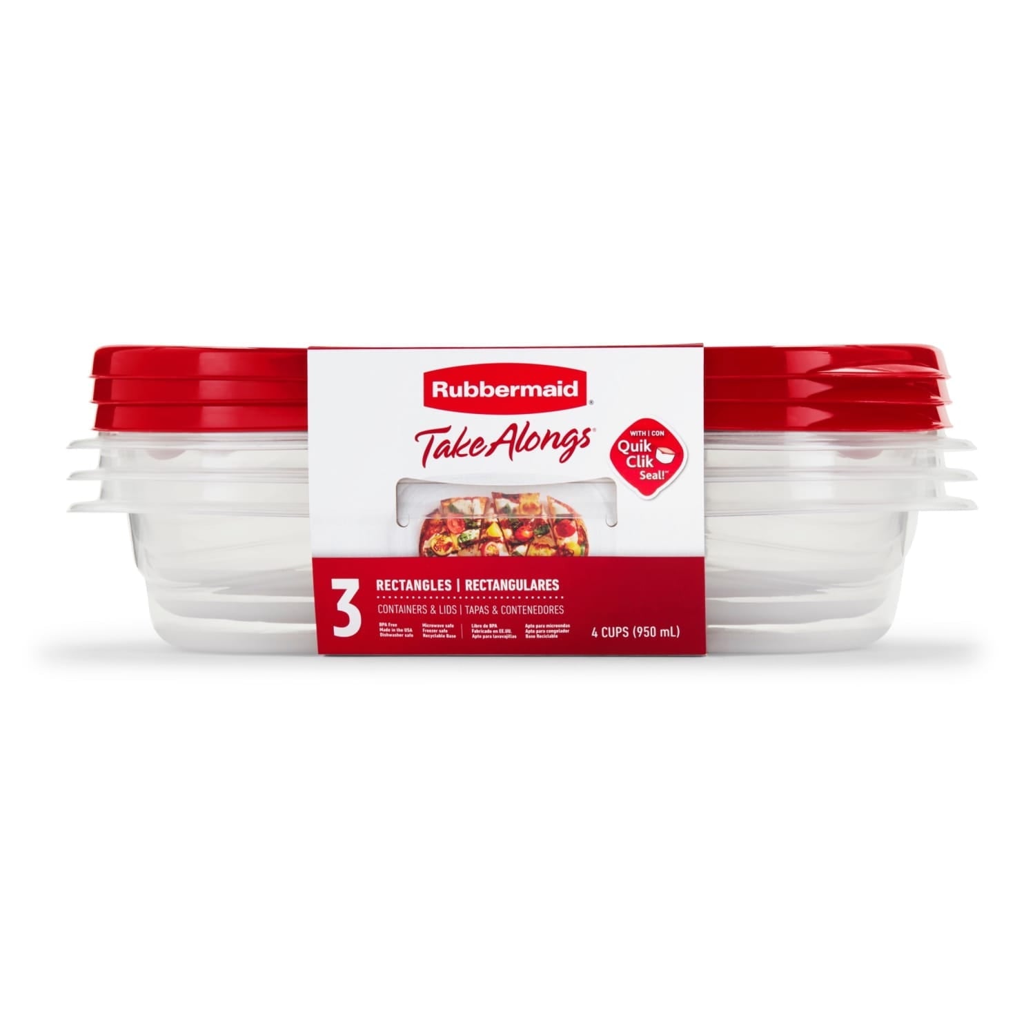 Fun Food Fidget 4.0-Cup Rectangle Food Storage Containers, Ruby Red, 3 pack - Fun Food Fidget Cookie Squishable Toy - Default Title