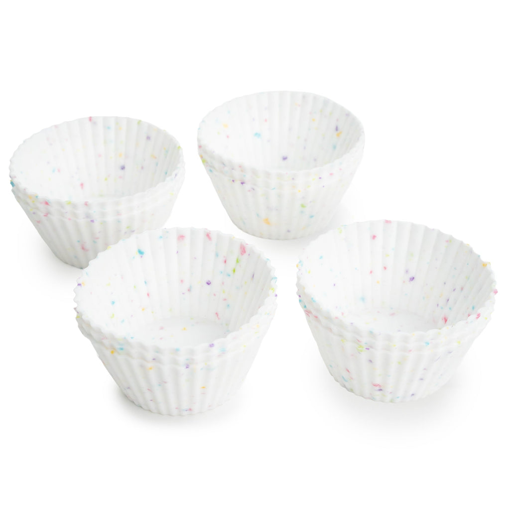 Premium Kitchen Reusable Non-Stick Silicone Baking Cups (12 Pack) - Standard Size - Confetti - Multi-Functional Manual Food Chopper & Slicer - Default Title