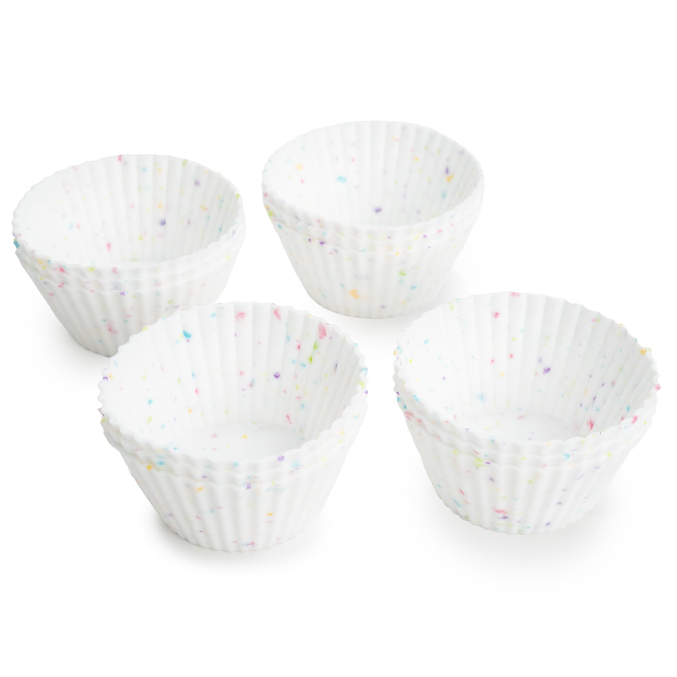 Premium Kitchen Reusable Non-Stick Silicone Baking Cups (12 Pack) - Standard Size - Confetti - Multi-Functional Manual Food Chopper & Slicer - Default Title