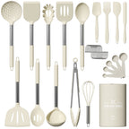 Seamless One-Piece Silicone Cooking Utensil Set, 30 Pcs Kitchen Utensils Set with Stainless Steel Handle, Food Grade Silicone Spatula Se... - Ergonomic Kitchen Tongs and Cooking Spoon Utensil - Default Title