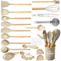 Premium Silicone Silicone Cooking Utensils Set, Heat Resistant Kitchen Tools, 36 PCS Non-Stick Silicone Cooking Kitchen Utensils, Khaki - Ergonomic Kitchen Tongs and Cooking Spoon Utensil - Default Title