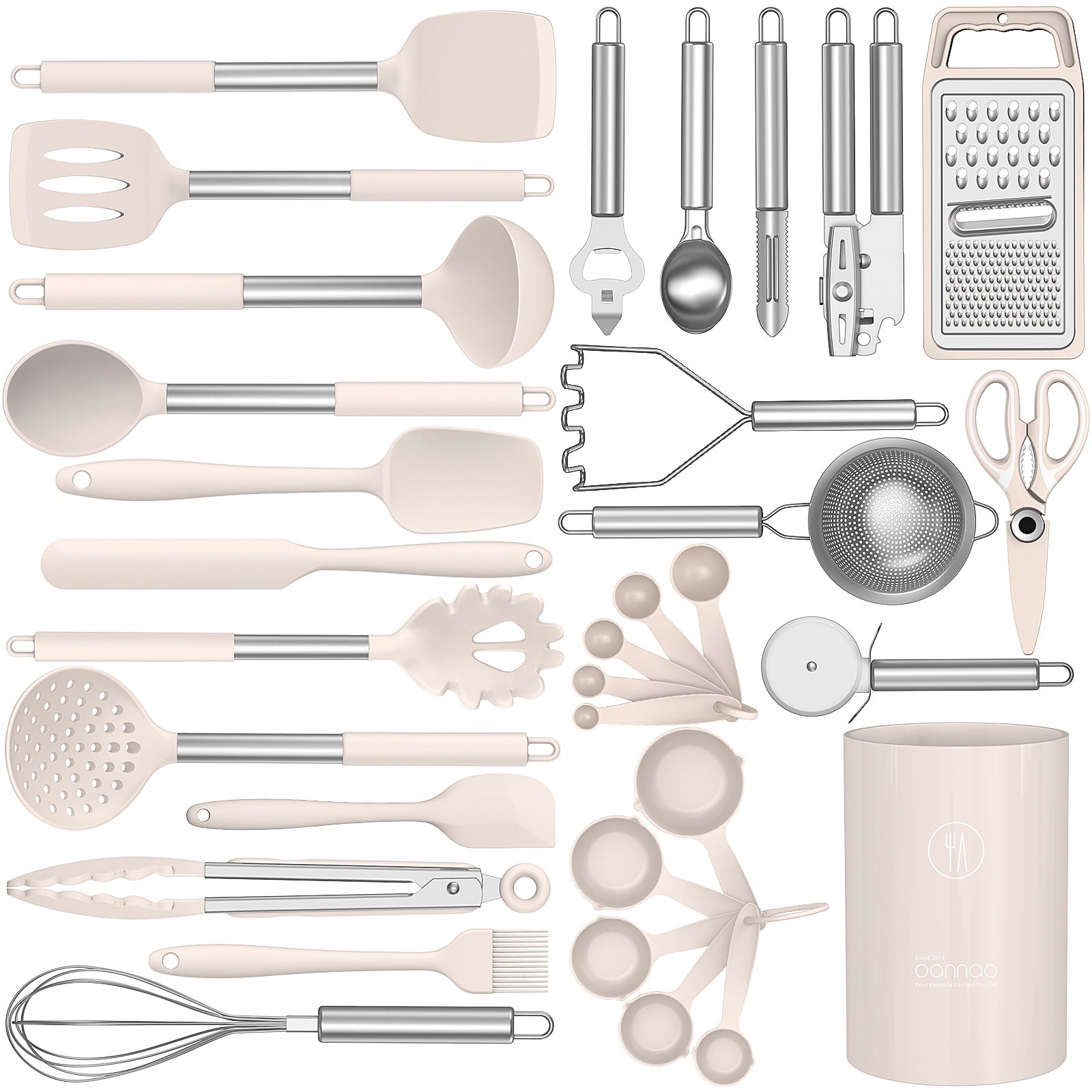 Non-Stick Safe Silicone Cooking Utensils Set - Heat Resistant Silicone Kitchen Utensils for Cooking, Kitchen Utensil Spatula Set,BPA... - Ergonomic Kitchen Tongs and Cooking Spoon Utensil - Default Title