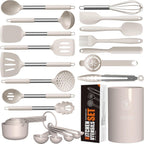 Chef-Quality Large Silicone Cooking Utensils Set - Heat Resistant Kitchen Utensils,Turner Tongs,Spatula,Spoon,Brush,Whisk,Stainles... - Heavy Duty Stainless Steel Kitchen Shears - Default Title