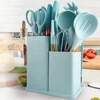 Seamless One-Piece Silicone Kitchen Cooking Utensils Set, 19 Pieces Utensil with Holder, Heat Resistant, Green - Heat-Resistant Silicone Cooking Spatula Turner - Default Title