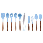 Durable Steel 10-Piece Silicone and Acacia Wood Handle Cooking Utensils Set, Blue - Heavy Duty Stainless Steel Kitchen Shears - Default Title