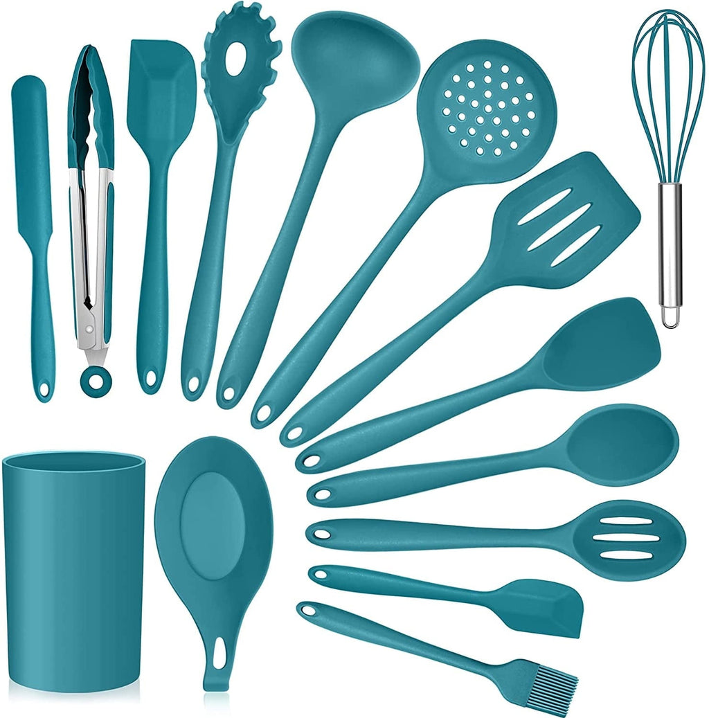 Heavy Duty 15-Piece Kitchen Utensils Set, Silicone Cooking Utensils with Holder, Non-stick Cookware Friendly & Heat Resistant - ... - Heavy Duty Stainless Steel Kitchen Shears - Default Title