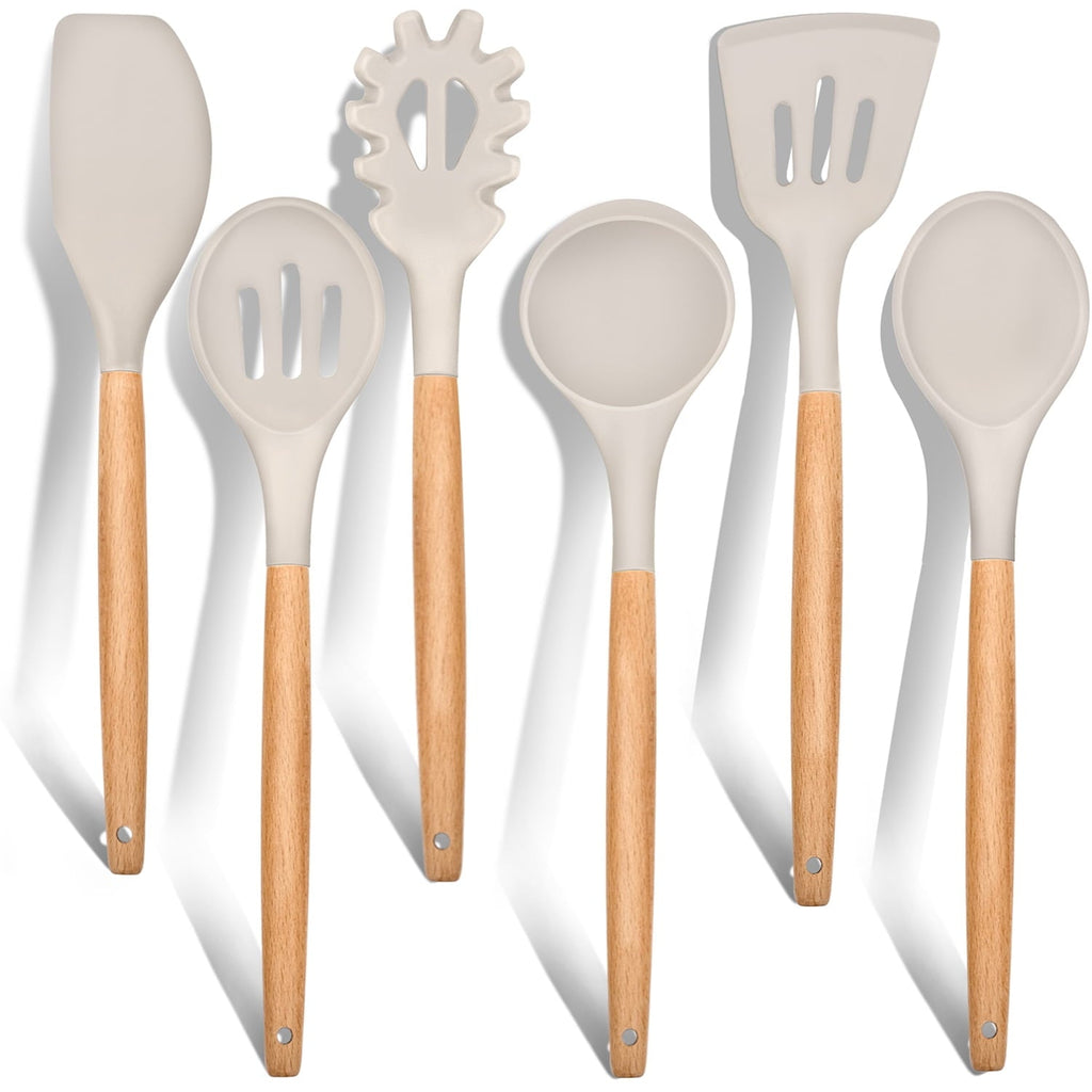 High-Precision Kitchen Utensils Set of 6, Silicone Cooking Utensils with Wooden Handle, Non-Stick Cookware & Heat Resistant, Include... - Heavy Duty Stainless Steel Kitchen Shears - Default Title