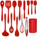 Premium Silicone 14 Pcs Cooking Utensils Set with Holder, Heat Resistant Silicone Kitchen Cookware Utensils Set, Kitchen Cooking Tools... - Durable Turner & Ladle Utensil Set for Home Chefs - Default Title