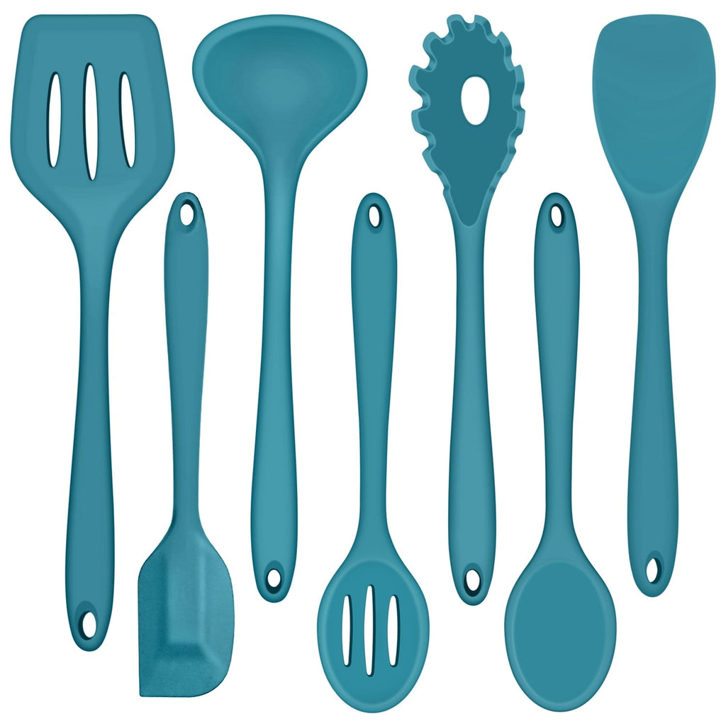 High-Precision 7-Piece Silicone Cooking Utensils Set, Blue Kitchen Utensils, Non-stick Gadgets Tools Include Slotted Turner, Soup La... - Multi-Purpose Hand Tool for Daily Meal Prep - Default Title