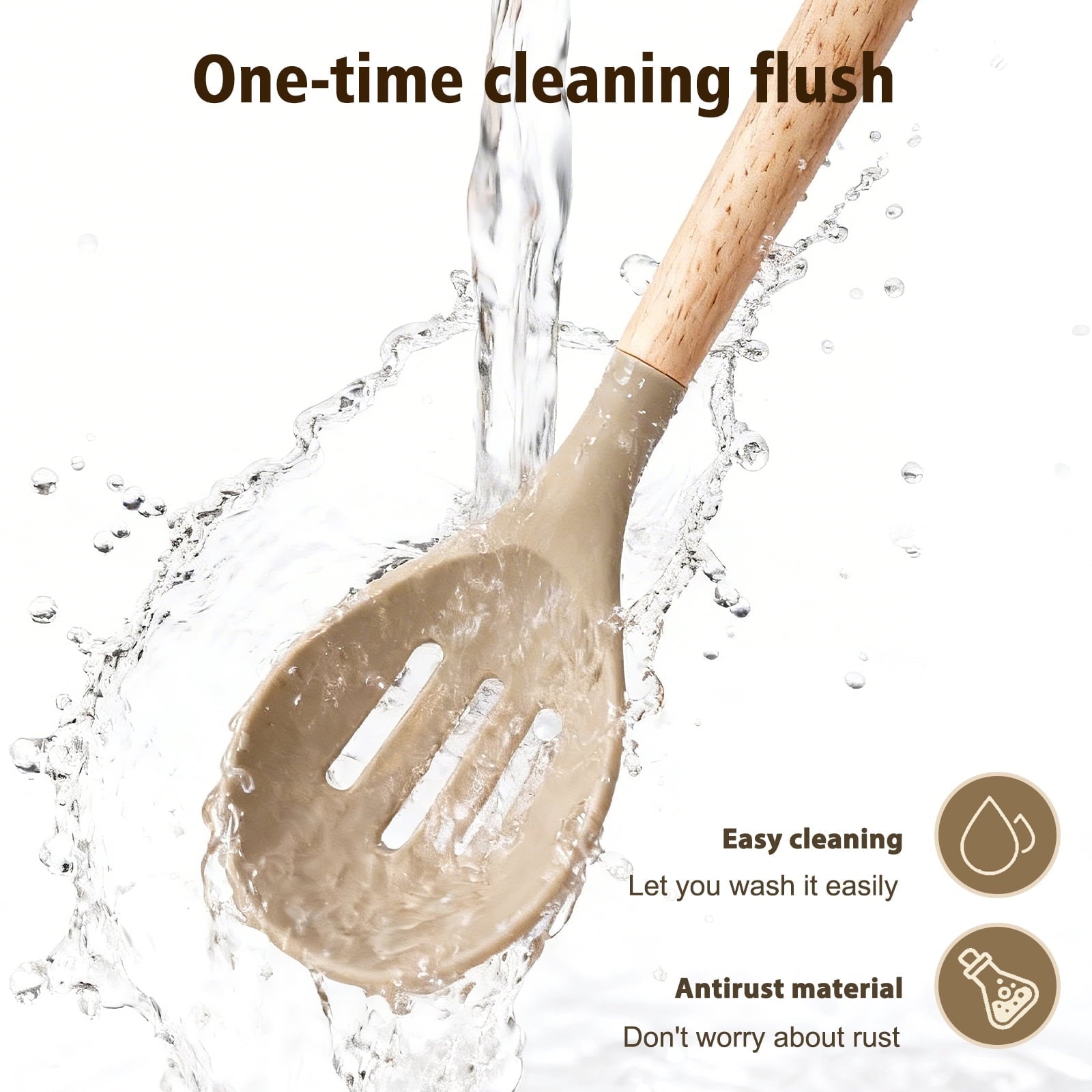 Chef-Quality Silicone Cooking Utensils Set, Heat Resistant Kitchen Tools, 36 PCS Non-Stick Silicone Cooking Kitchen Utensils, Khaki - High-Precision Culinary Tool for Baking & Cooking Detail