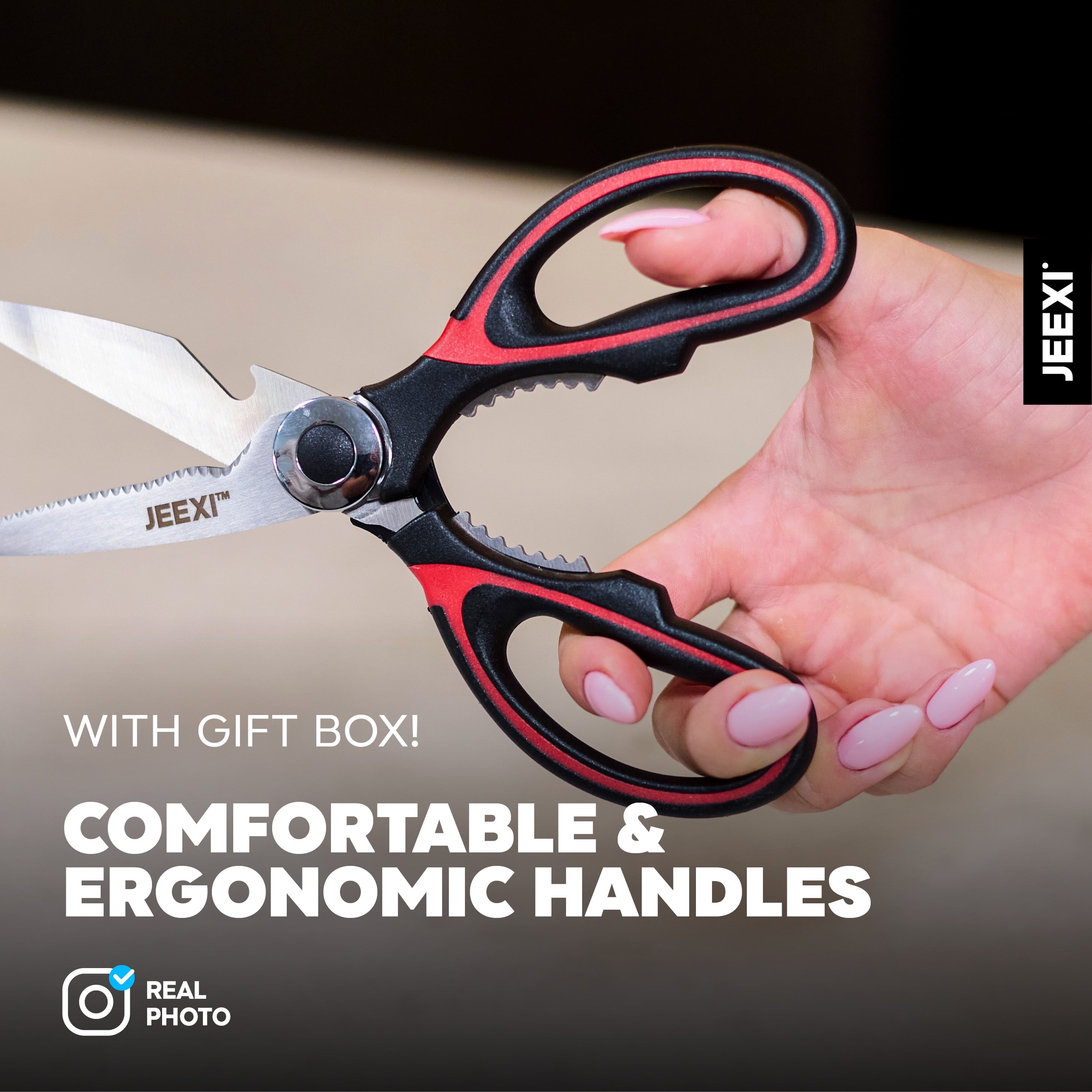 Ergonomic Manual 3 Pack Kitchen Scissors, Ultra-Sharp Premium Stainless Steel Heavy Duty Kitchen Shears & Multi Purpose Poultry Shears... - Kitchen Gadget Tool for Quick Food Prep Detail