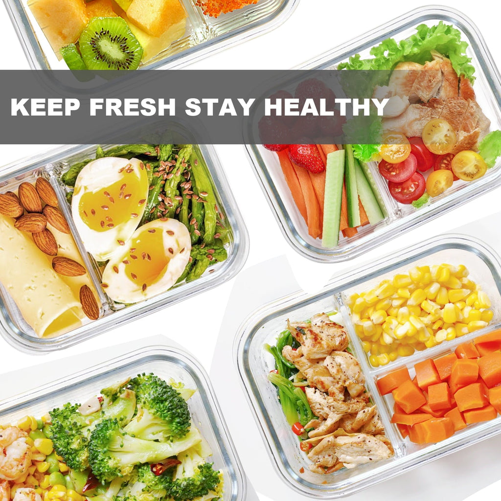 Deliciously Squishy 8 Pcs Glass Food Storage Containers with Lids, 2 & 3 Compartment Glass Airtight Meal Prep Containers (4 Containers & ... - Playful Star & Heart Shaped Geometric NeeDoh Detail