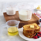 Premium Kitchen 3-Piece Tapered Spout Nesting Plastic Measuring Cups Set, Clear - Kitchen Gadget Tool for Quick Food Prep Detail