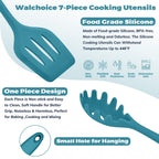 High-Precision 7-Piece Silicone Cooking Utensils Set, Blue Kitchen Utensils, Non-stick Gadgets Tools Include Slotted Turner, Soup La... - Multi-Purpose Hand Tool for Daily Meal Prep Detail