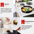 Seamless One-Piece Kitchen Utensils Set of 6, Silicone Cooking Utensils with Wooden Handle, Non-Stick Cookware & Heat Resistant, Include... - Durable Turner & Ladle Utensil Set for Home Chefs Detail