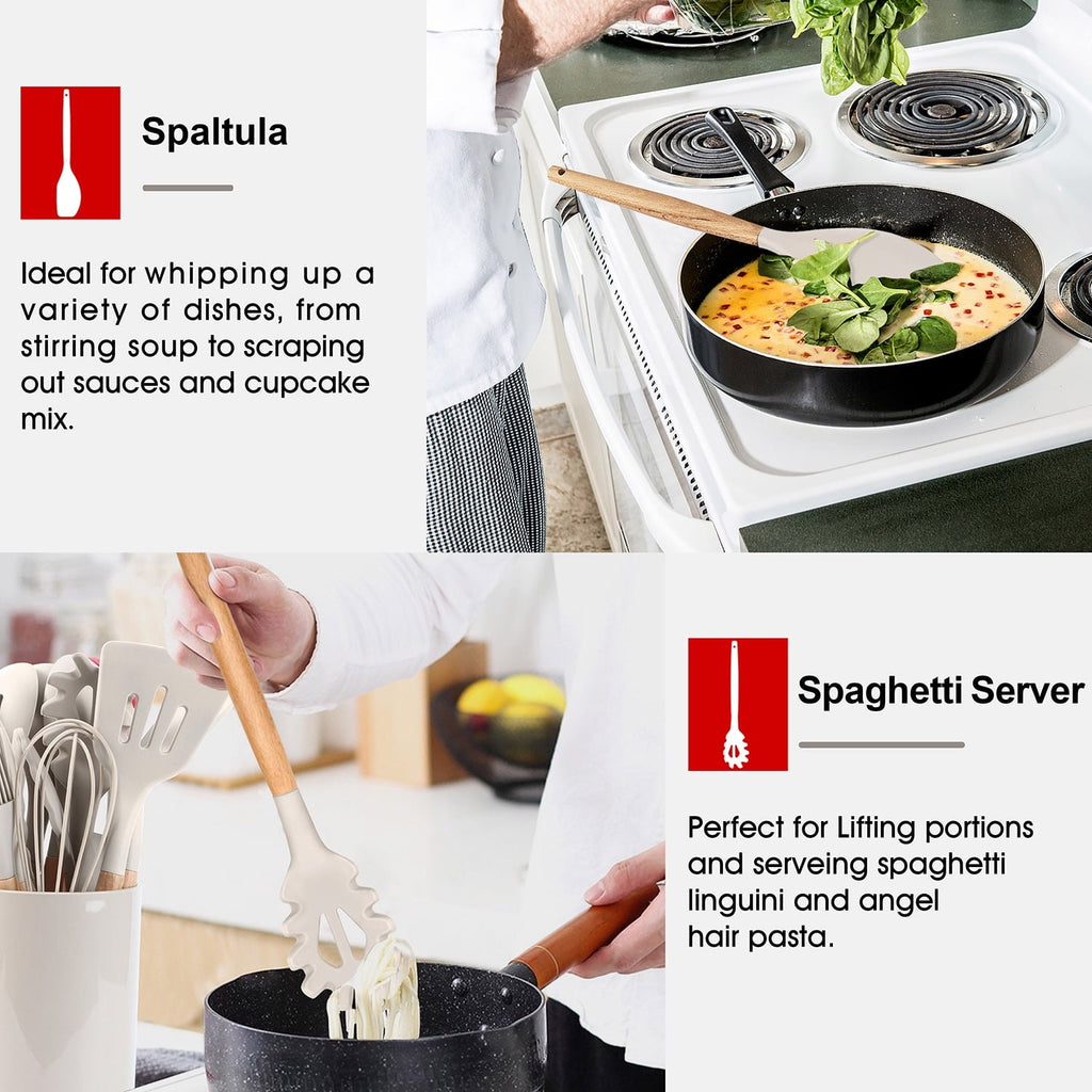 High-Precision Kitchen Utensils Set of 6, Silicone Cooking Utensils with Wooden Handle, Non-Stick Cookware & Heat Resistant, Include... - Heavy Duty Stainless Steel Kitchen Shears Detail