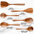 Non-Stick Safe Wooden Spoons for Cooking, 6-Piece 100% Natural Teak Wooden Utensils for Cooking — Heat Resistant, Non-Stick ... - Ergonomic Kitchen Tongs and Cooking Spoon Utensil Detail