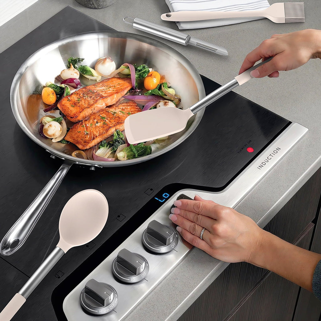 High-Precision Silicone Cooking Utensils Set - Heat Resistant Silicone Kitchen Utensils for Cooking, Kitchen Utensil Spatula Set,BPA... - Heavy Duty Stainless Steel Kitchen Shears Detail