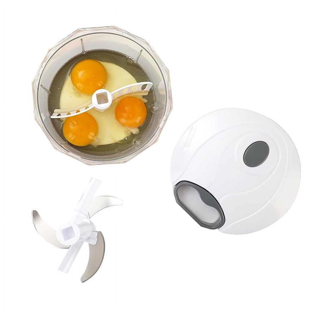 Premium Kitchen 1qt Quick Pull Chopper, BPA free , SS Blades, Food Contact Safe Material , White & Grey, Weight 320g - Kitchen Gadget Tool for Quick Food Prep Detail