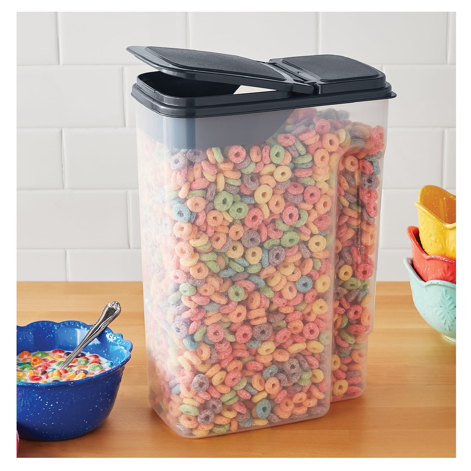 Deliciously Squishy Plastic Cereal Dispenser with Lid, 32 Cup Airtight Cereal Storage Container for Pantry Organization and Dry Foo... - Squishy Dohnut Sweet Treat Shaped Stress Toy Detail