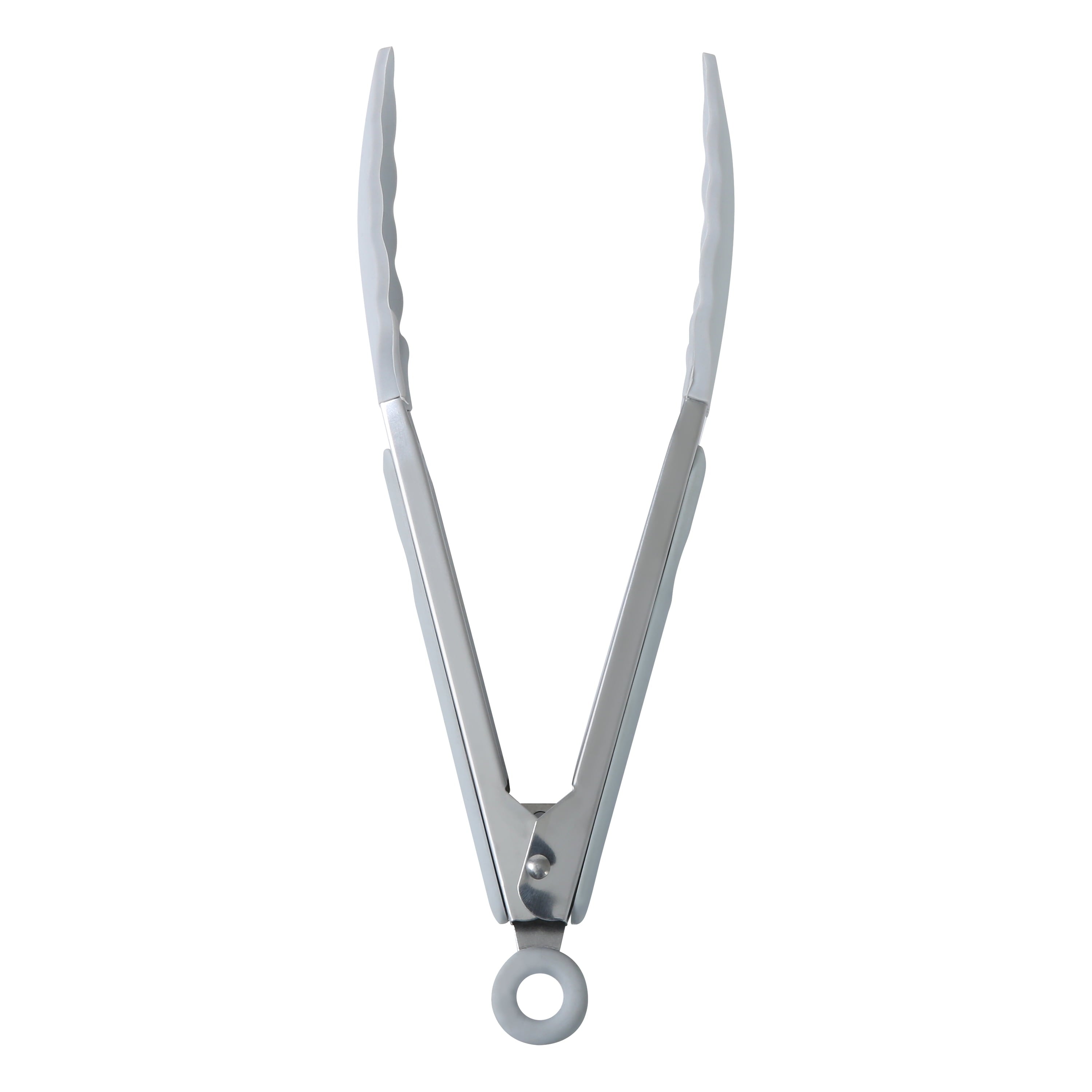 Chef-Quality 9" Stainless Steel and Silicone Locking Tongs, Soft Grip Handle, Grey Flannel - Heavy Duty Stainless Steel Kitchen Shears Detail