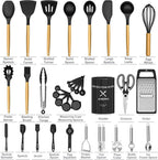 Seamless One-Piece Kitchen Utensil Set, 34Pieces Silicone Cooking Utensil Set with Wooden Handle, Heat Resistant Spatula Set Gadg... - Heat-Resistant Silicone Cooking Spatula Turner Detail