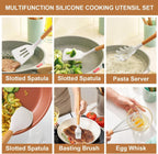 Non-Stick Safe Cooking Utensils Set, 12 packs Non-Stick Silicone Cooking Kitchen Utensils Spatula Set with Wooden Handles and... - Premium Stainless Steel Cooking Utensil for Non-Stick Pots Detail