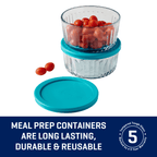 Deliciously Squishy Glass Food Storage Container with Lids, 4 Cup Round, Set of 2 - Fun Food Fidget Cookie Squishable Toy Detail