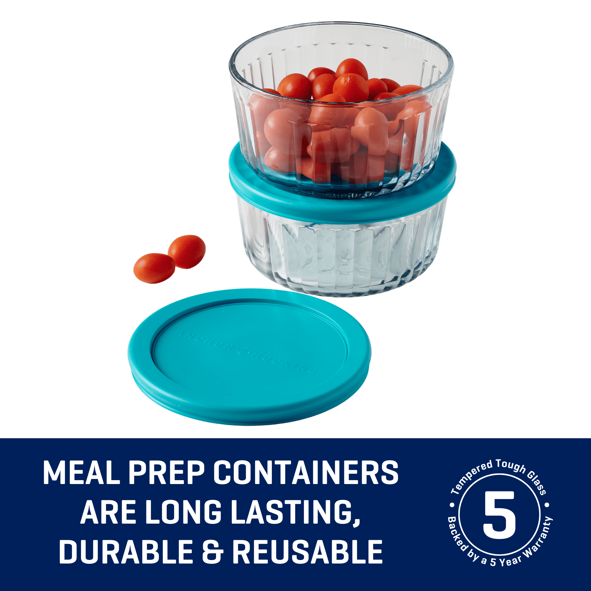 Deliciously Squishy Glass Food Storage Container with Lids, 4 Cup Round, Set of 2 - Fun Food Fidget Cookie Squishable Toy Detail