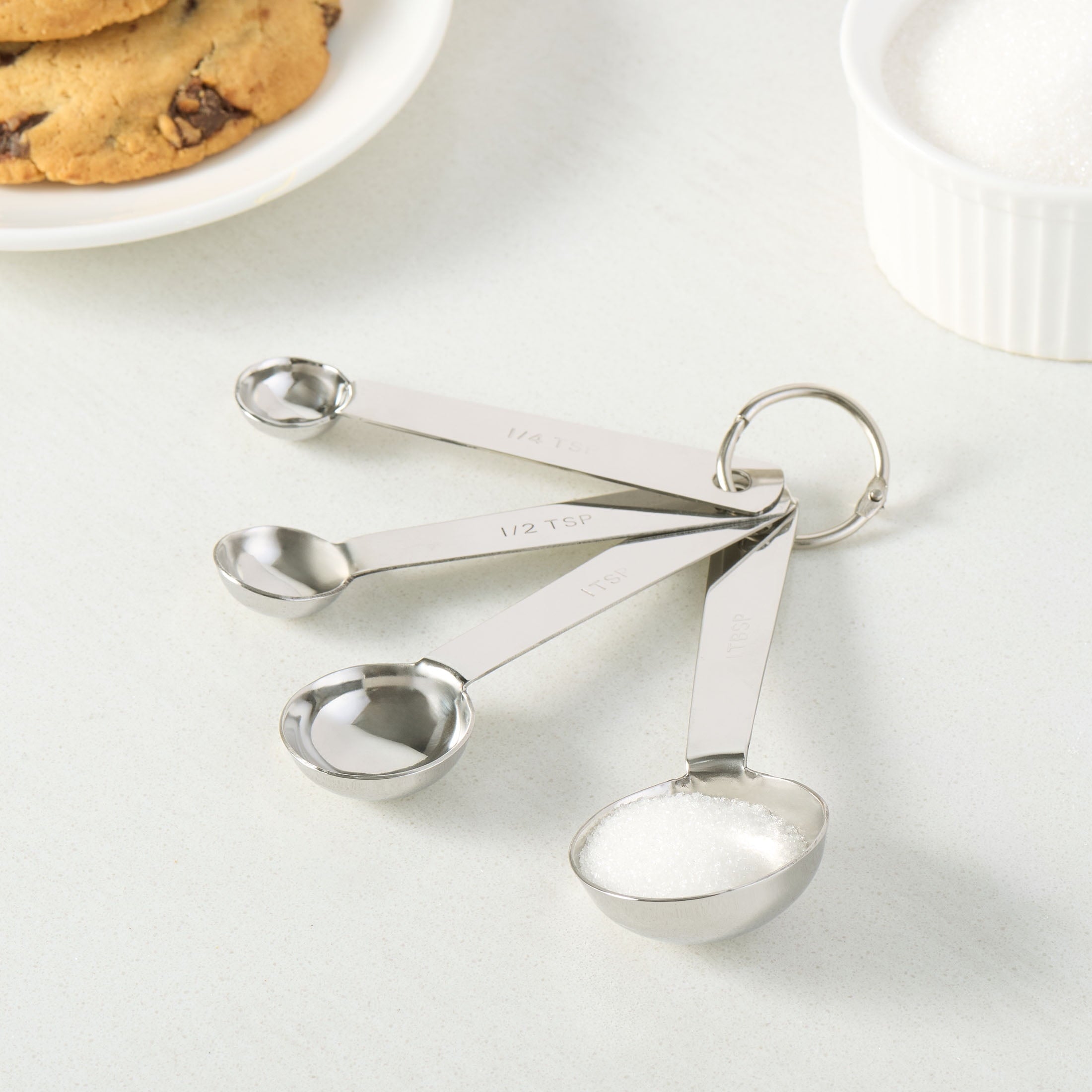 Premium Kitchen Kitchen Stainless Steel 4-Piece Nesting Measuring Spoons Set, Stainless Steel Finish - Innovative Kitchen Helper for Modern Cooking Detail