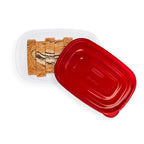 Sweet Treat Shaped 8 Cups, 2 Packs, Red, Plastic Deep Rectangle Food Storage Containers - Playful Star & Heart Shaped Geometric NeeDoh Detail