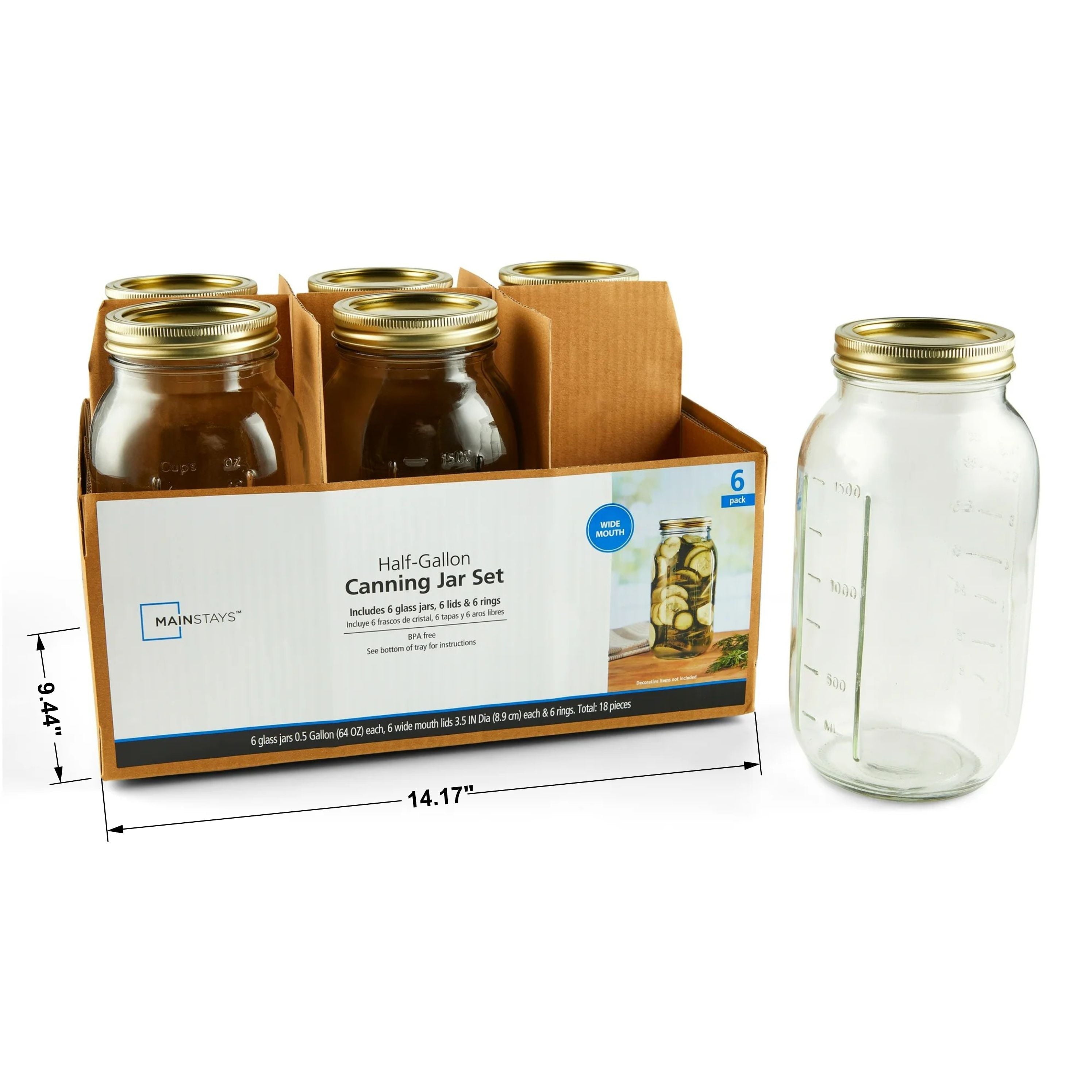Playful Geometric 64 oz Mason Jars, Wide Mouth Half Gallon Canning Jars with Lids and Rings, 6-Pack Extra Large Glass Jars for Home Can... - Playful Star & Heart Shaped Geometric NeeDoh Detail