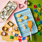 Multi-Functional Metal Shaped Cookie Cutters Set, 14 Pieces - Kitchen Gadget Tool for Quick Food Prep Detail