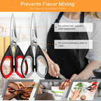 Premium Kitchen 2 Pcs Kitchen Scissors, Heavy Duty Shears with Serrated Blade, Ergonomic Handle Food Scissor for Poultry, H... - Premium Stainless Steel Garlic Presser & Peeler Detail