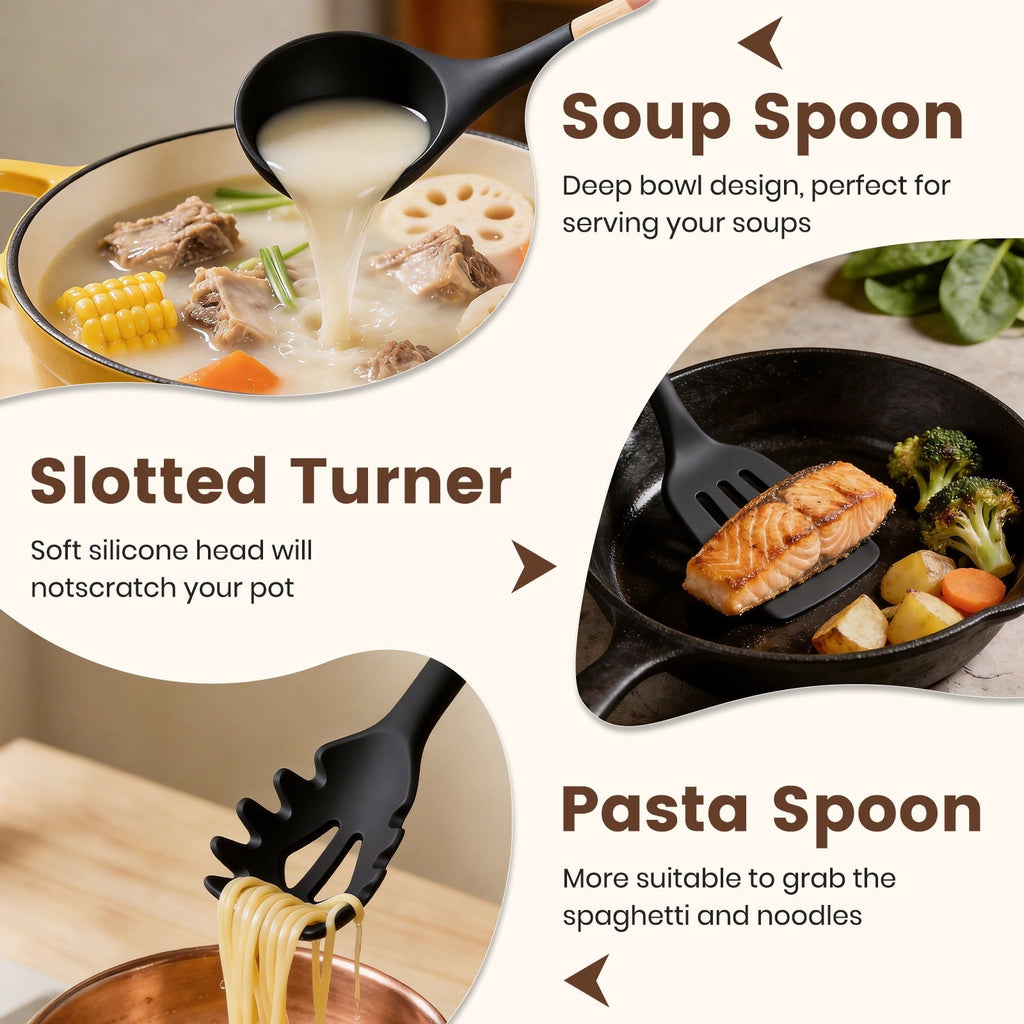Chef-Quality Silicone Cooking Utensils Set with Holder, 44 PCS Kitchen Utensils Set, Silicone Kitchen Gadgets Spatulas Set for Non... - Professional Kitchen Tool for Culinary Enthusiasts Detail