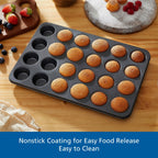 Premium Kitchen 24 Cavity Mini Muffin Pan, Non-Stick Bakeware,1.8 inch Diameter Cups,Gray,Carbon Steel - Kitchen Gadget Tool for Quick Food Prep Detail