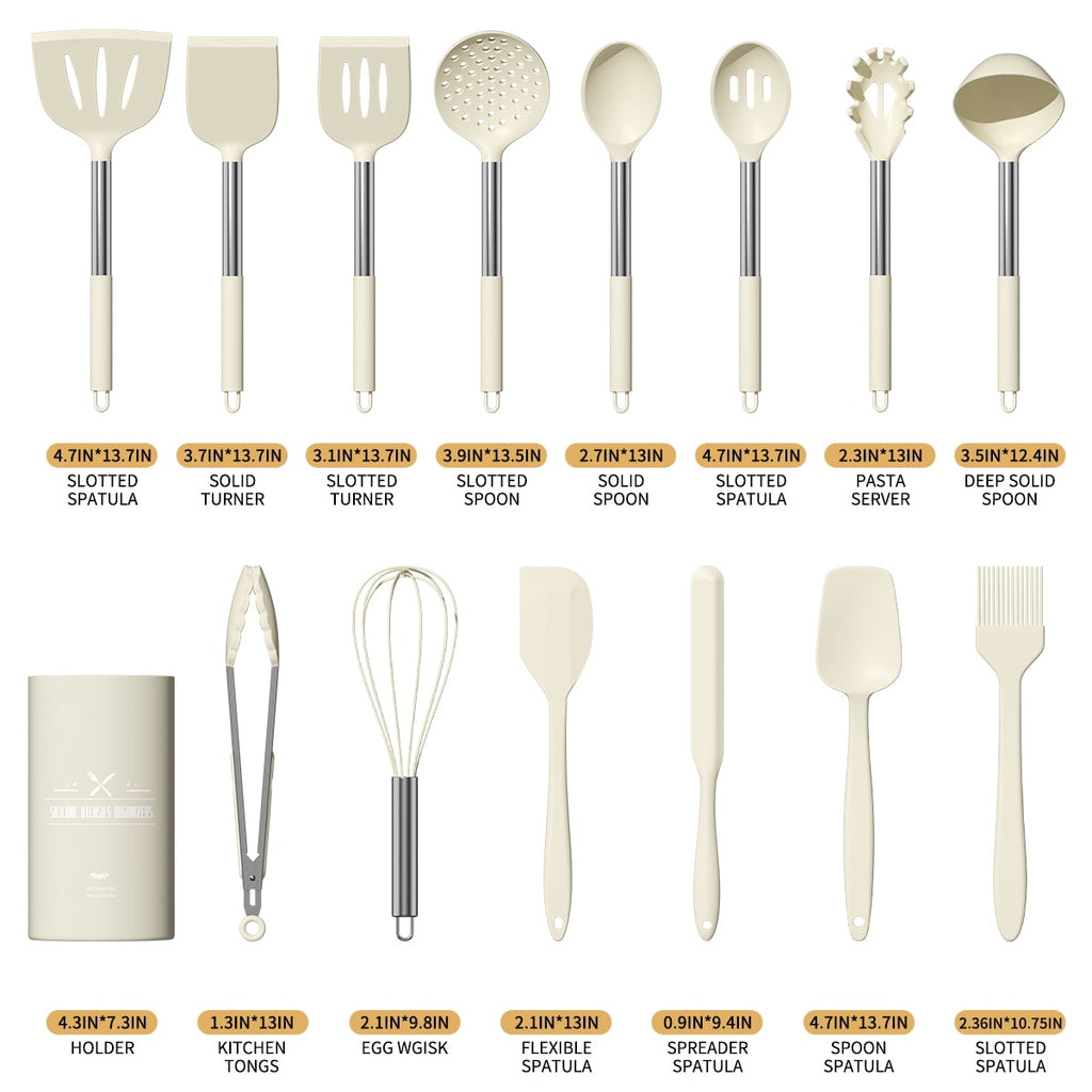 Heavy Duty Silicone Cooking Utensil Set, 30 Pcs Kitchen Utensils Set with Stainless Steel Handle, Food Grade Silicone Spatula Se... - High-Precision Culinary Tool for Baking & Cooking Detail