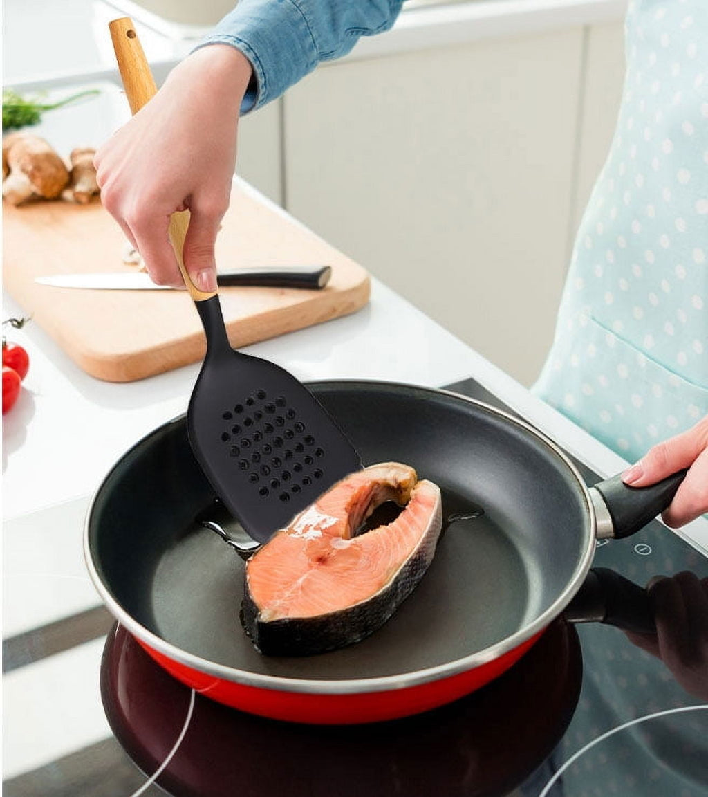 Professional Grade Kitchen and Cooking Utensil Turner, 13" L, Black - Professional Kitchen Tool for Culinary Enthusiasts Detail