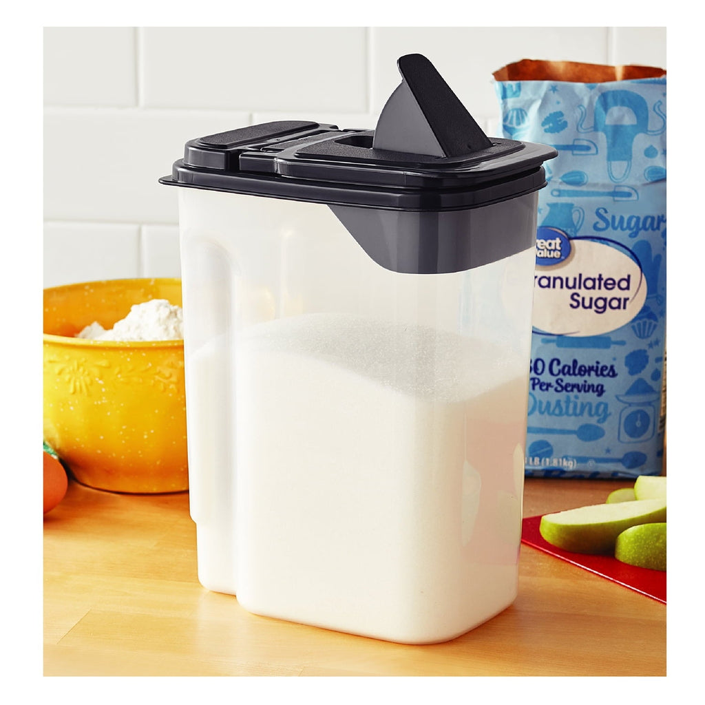Playful Geometric 3.5 QT Plastic Food Dispenser, Clear with Gray Lid (1 Each) 7.5" L x 3.75" W x 9.25" H, Designed to Help wi... - Squishy Dohnut Sweet Treat Shaped Stress Toy Detail