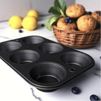 Time-Saving 6-Cup Nonstick Steel Muffin Pan, 2.9" Cup, Gray, 1 Count - Kitchen Gadget Tool for Quick Food Prep Detail