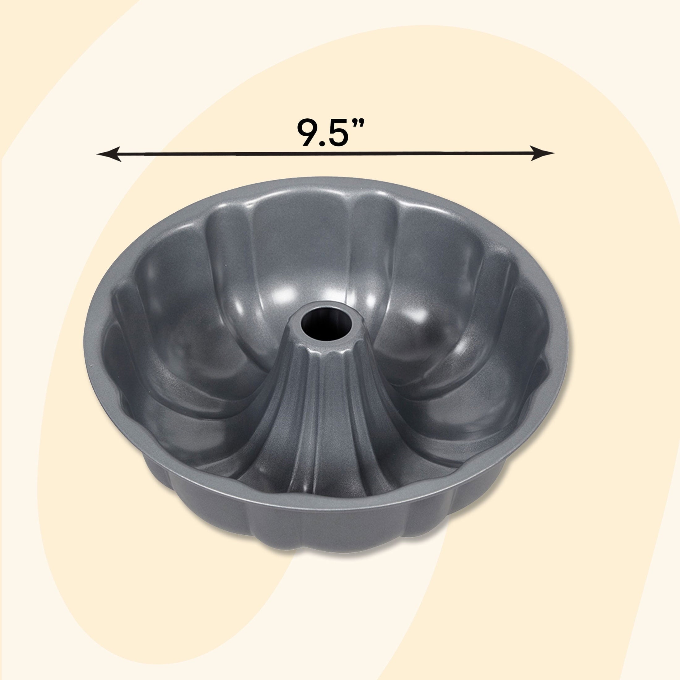 Ergonomic Manual Everyday Non-Stick Bundt Cake Pan 9.51" Fluted Tube Baking Pan, Packaging May Vary - Innovative Kitchen Helper for Modern Cooking Detail