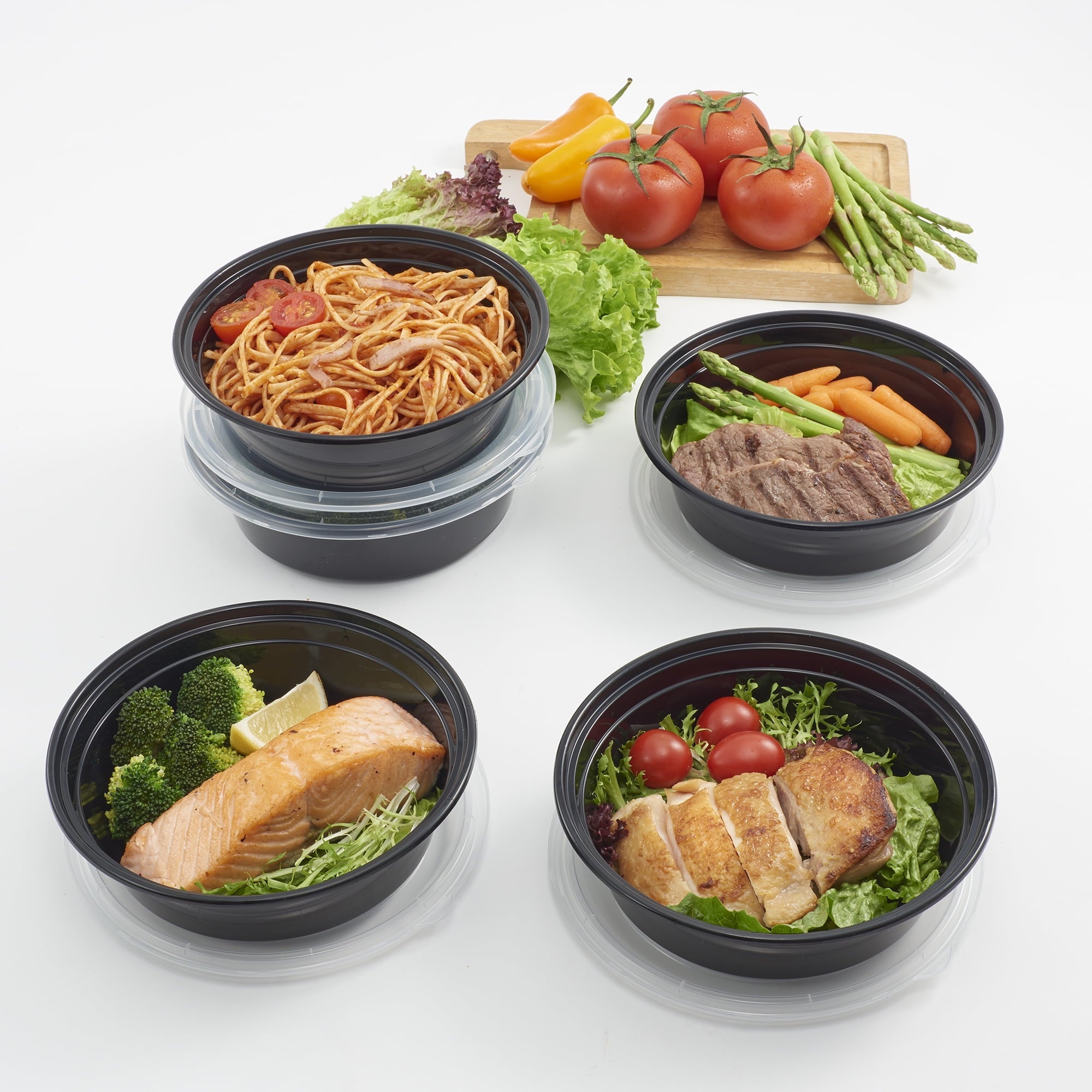 Fun Food Fidget 5-Pack Round Meal Prep Containers with Lids, 1L, BPA-Free, Microwave & Dishwasher Safe, Ideal Use for Meal ... - Playful Star & Heart Shaped Geometric NeeDoh Detail