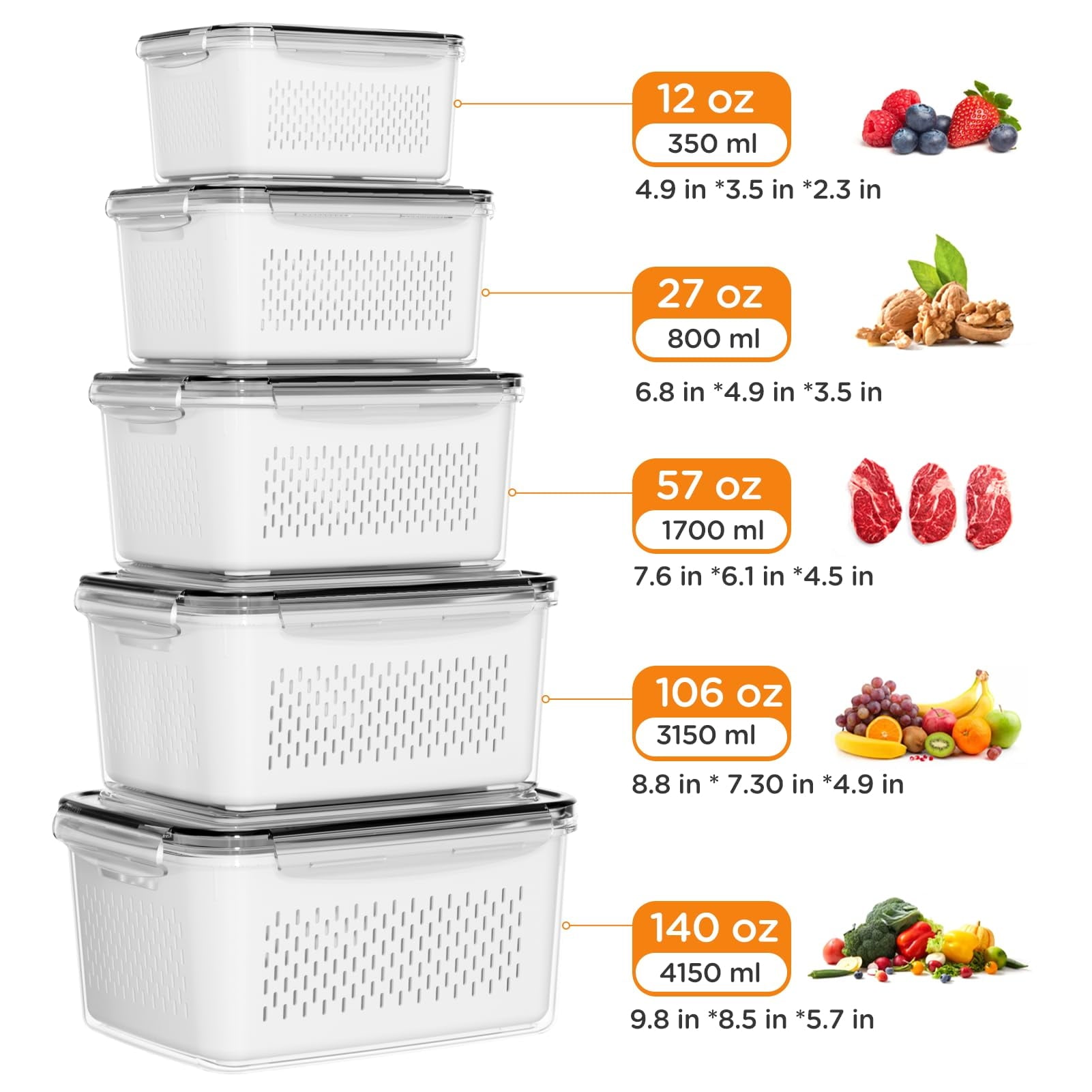Sweet Treat Shaped 5 Pack Fruit Storage Containers for Fridge with Removable Colanders and Lids, 5 in 1 Leakproof Fridge Organizer Bins ... - Deliciously Soft Cupcake Sensory Glob Detail