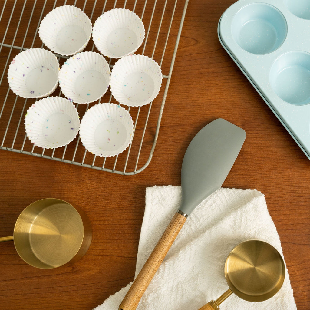 Premium Kitchen Reusable Non-Stick Silicone Baking Cups (12 Pack) - Standard Size - Confetti - Multi-Functional Manual Food Chopper & Slicer Detail